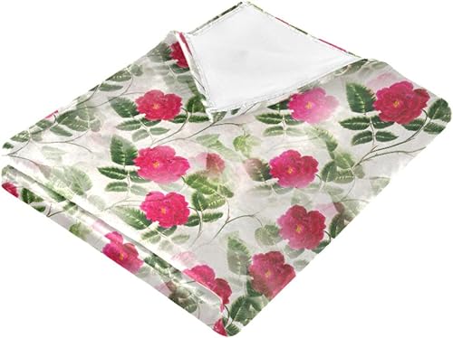 Miniatura 2 de Red Flowers Modern Sofa Throw Blanket 60"x90" Ultra-Soft Holiday Blanket for Camping, Chair, Camping, Winter Microfiber Microfiber Flannel Blanket