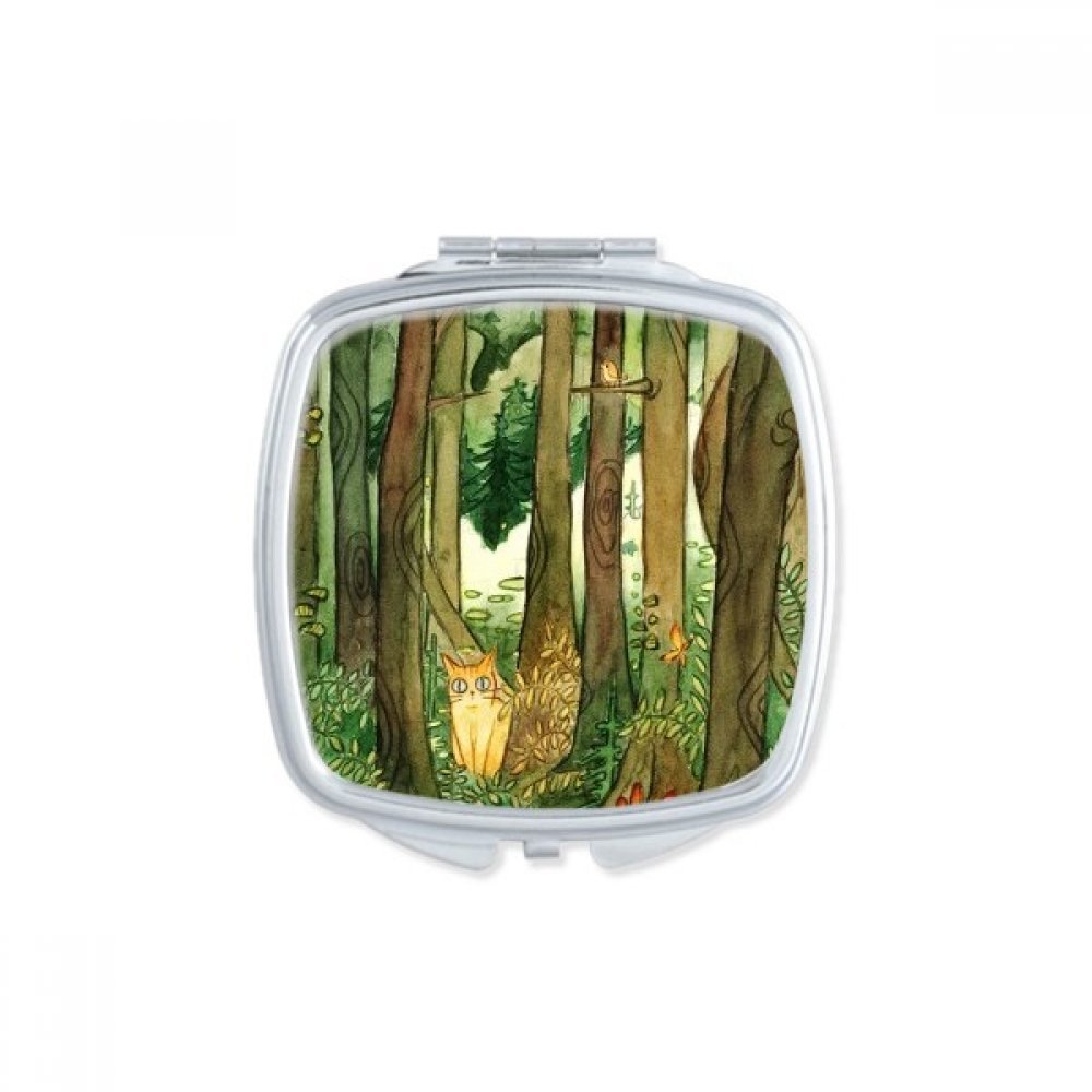 Miroir compact mignon chat et champignons, le cadeau fait main idéal