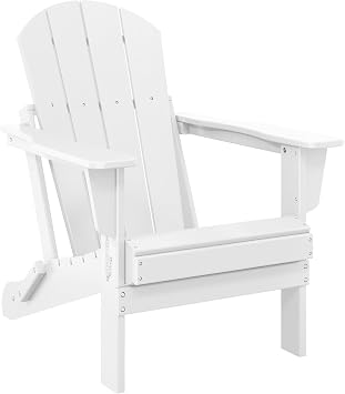 Westin Outdoors Laguna WO Home Outdoor Adirondack Folding Chair Lounger Seat Traditional Retro Home Furniture for Beach, Balcony, Backyard, Lawn, Patio, Pool, Deck, Garden White