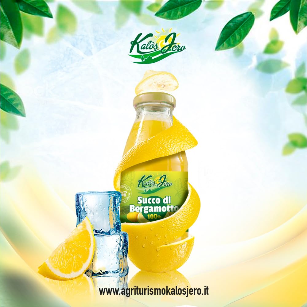 Spremuta Succo di Bergamotto 12x 200ml – 100% Naturale Frutta Fresca di Stagione - Gusto Autentico - Prodotto Artigianale Alta Qualità Senza Additivi – Kalos Jero