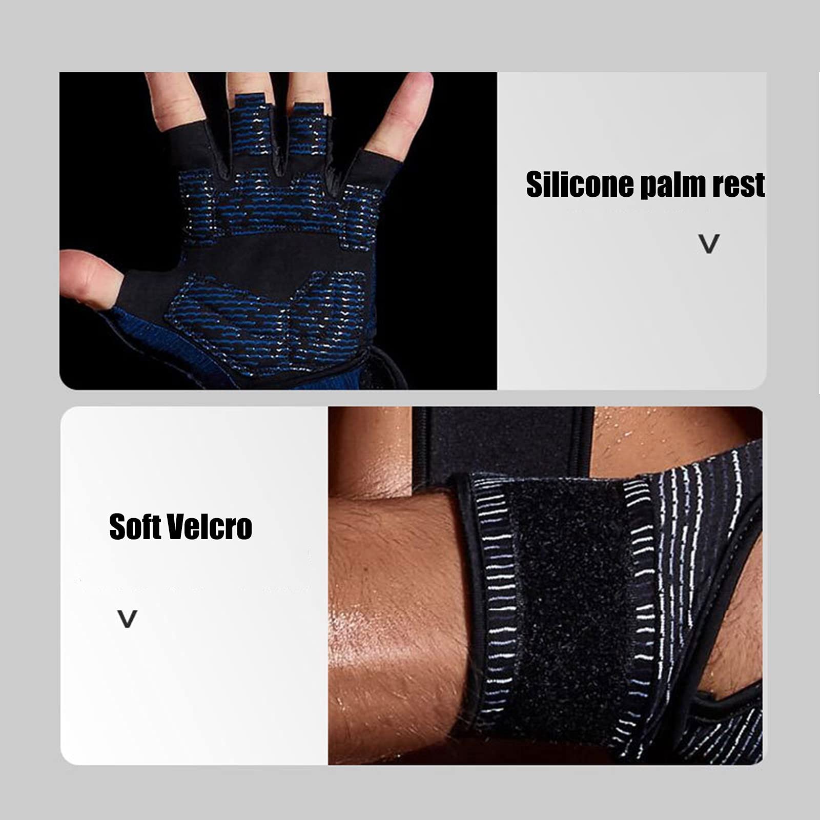 Guanti da guida senza dita, guanti sportivi, guanti mezze dita, guanti for sollevamento pesi for allenamento in palestra, supporto for polso lungo traspirante for uomini e donne, mezze dita con protez