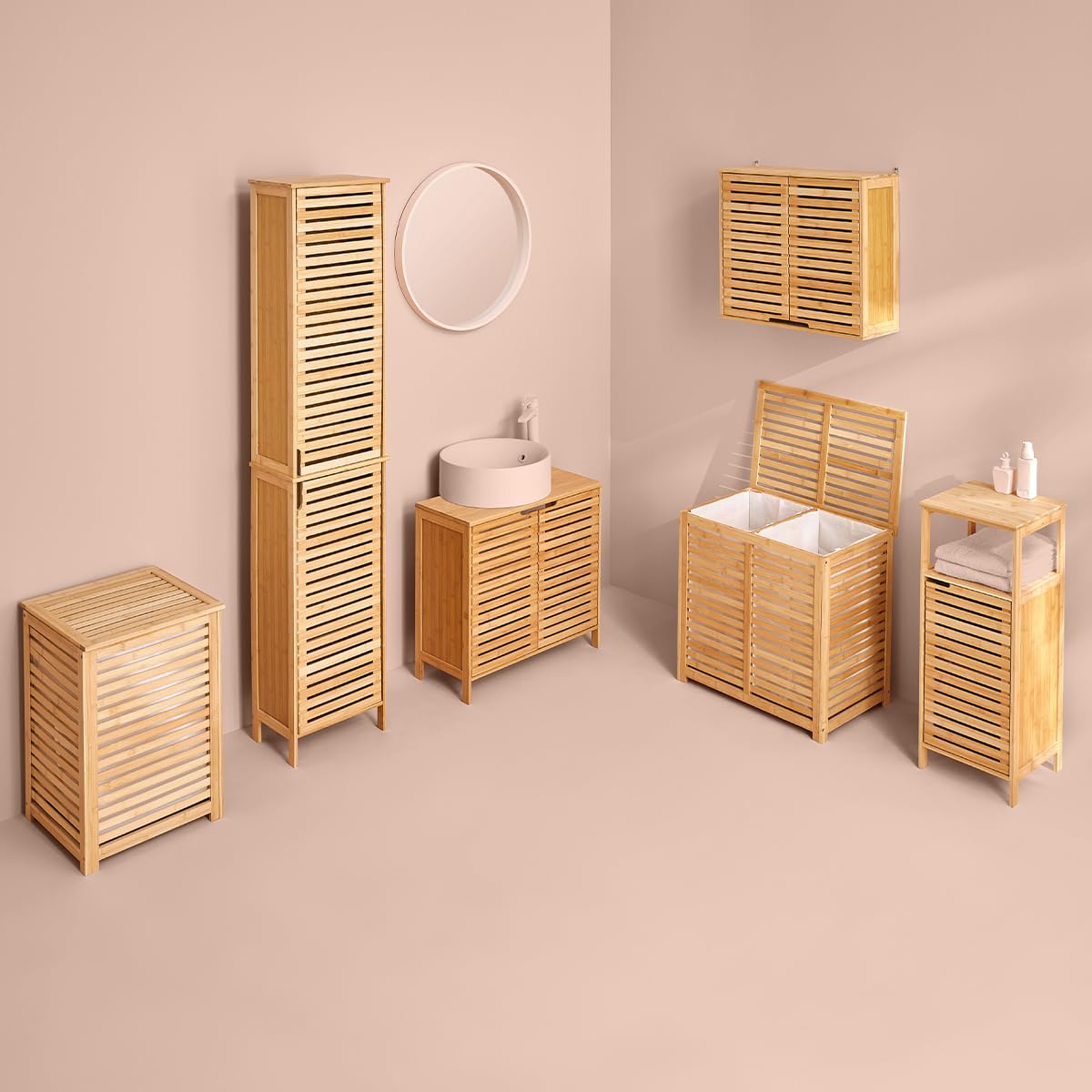 Cesto portabiancheria 65L Bambù Sicela - 5 five simply smart