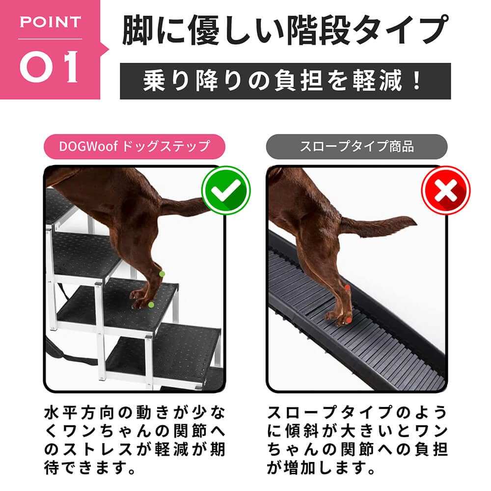 DOGWoof ドッグステップ 4段タイプ Amazon | DOG WooF 折り畳み式 アルミ製 ドッグステップ 車 カー