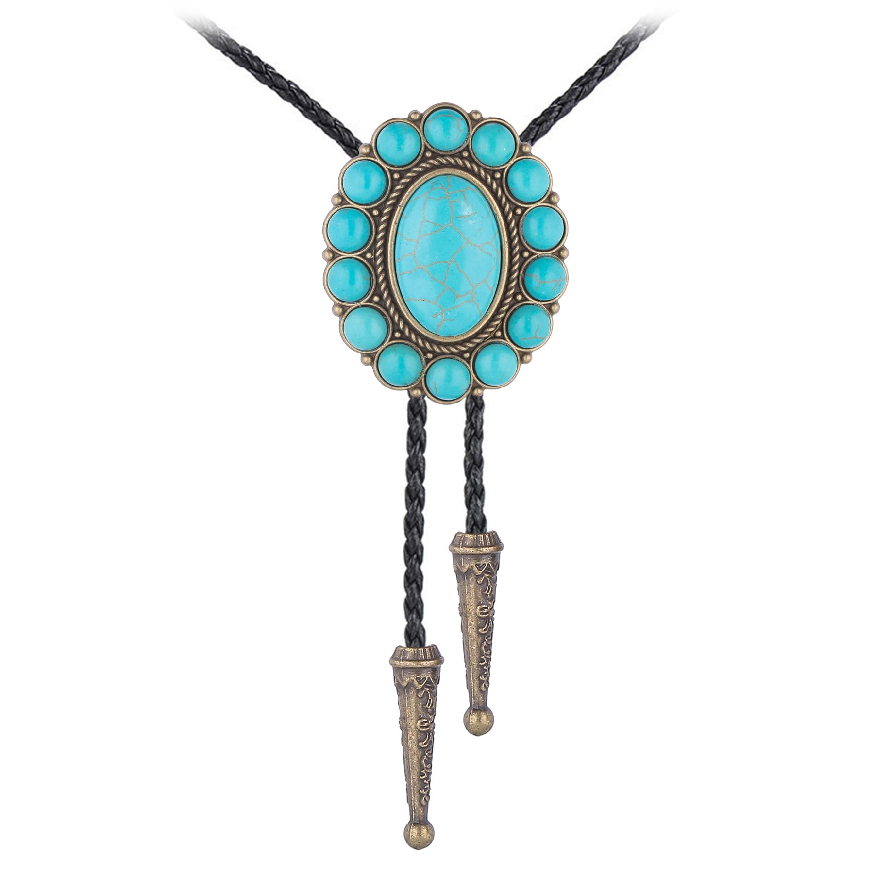 GelConnie Bolo Tie for Men Women Western Cowboy Turquoise Leather Necktie