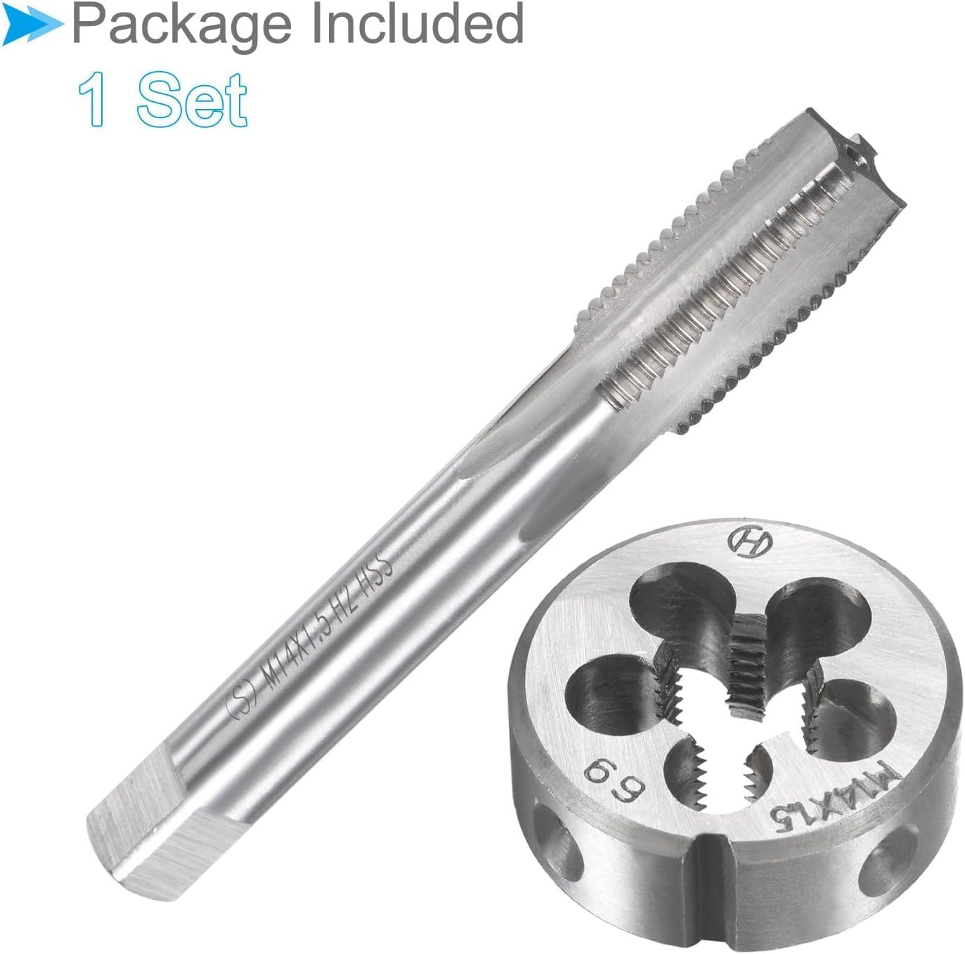 M14 X 1.5mm Metric Tap and Die Set,High-Speed Steel Tap & Alloy Steel Round Die for Thread Repair and Creation - Image 3