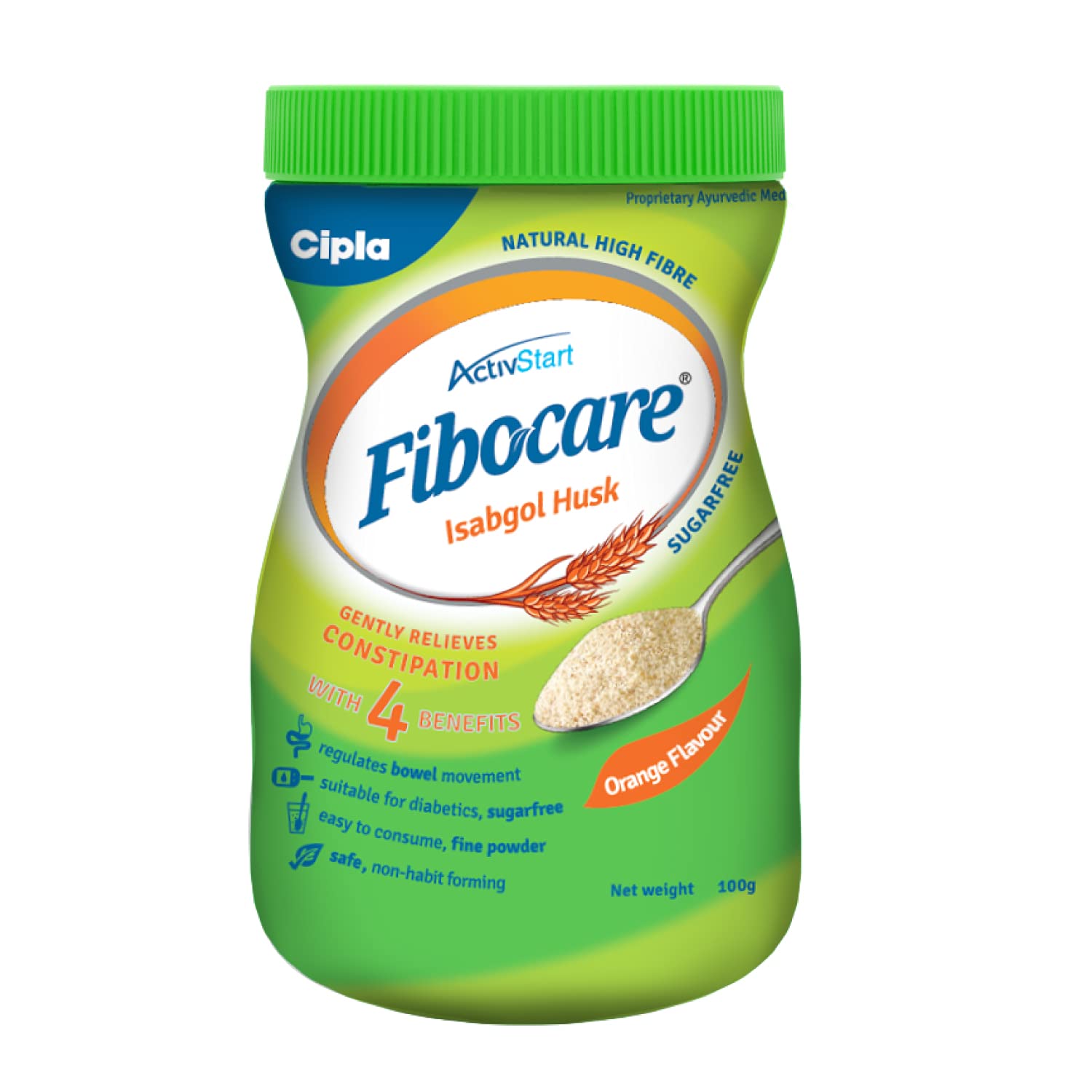 Fibocare Isabgol Husk Powder | Sugar Free | Effectively Relieves Constipation |Promotes Gut Health | Supports Digestive Health | Pack of 2, 2 count, 100 grams