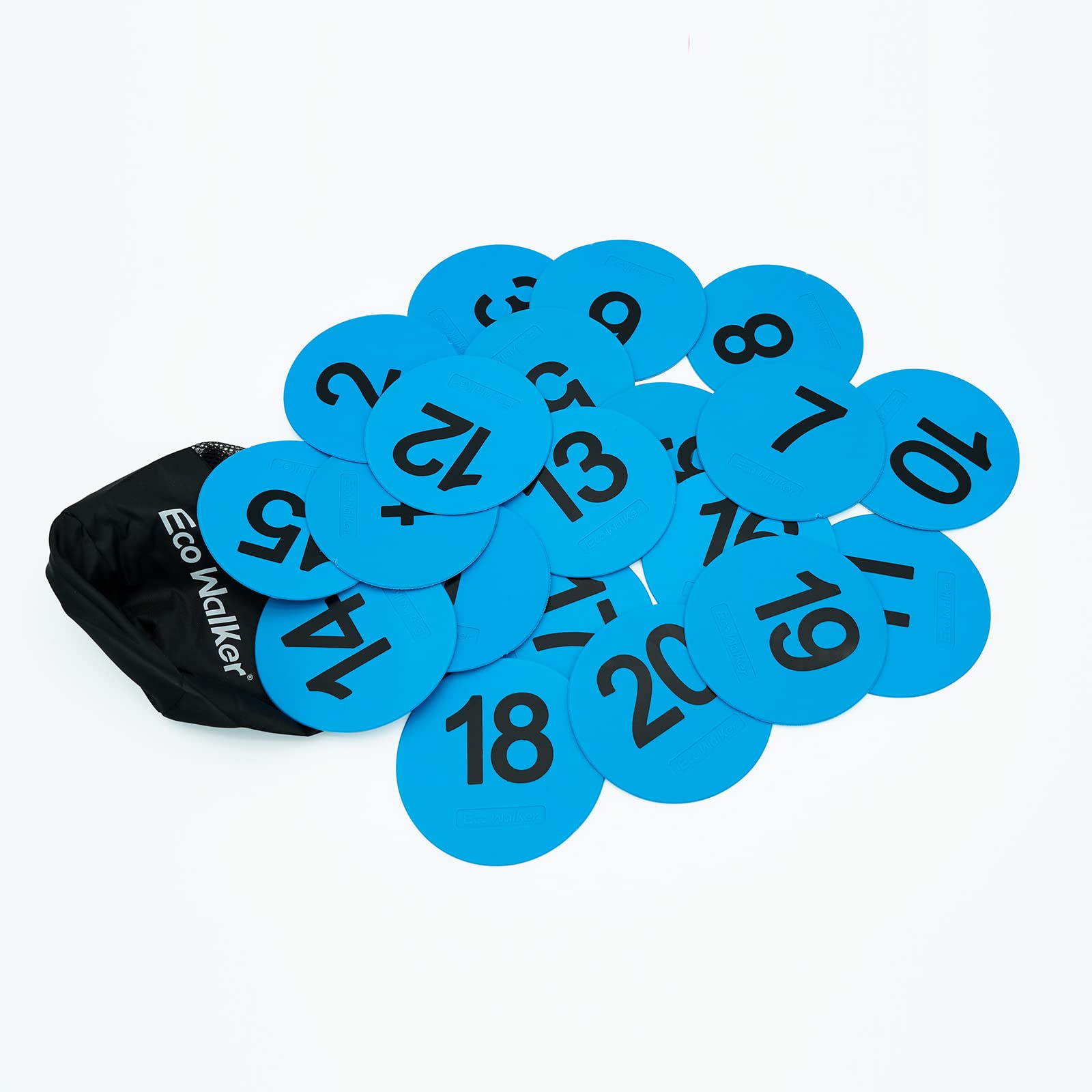 Eco Walker 4inch Mini Floor Spot Markers for Classroom Preschool and Kindergarten (Set of 20pcs) (Blue number 1-20) — image 1