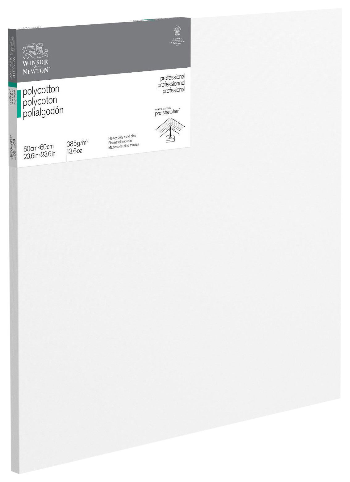 Winsor & Newton 6206030 Professional Keilrahmen aus Baumwollmischgewebe, 385 g/m², 3-fach grundiert, mittlere Körnung, ideal für die Ölfarben und Acrylfarben - 60x60cm