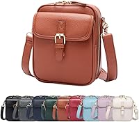 ANY SENT Home Retro Faux Leather Crossbody Bag - Anti-Theft Double Layer Large Capacity Messenger Bag (Brown)