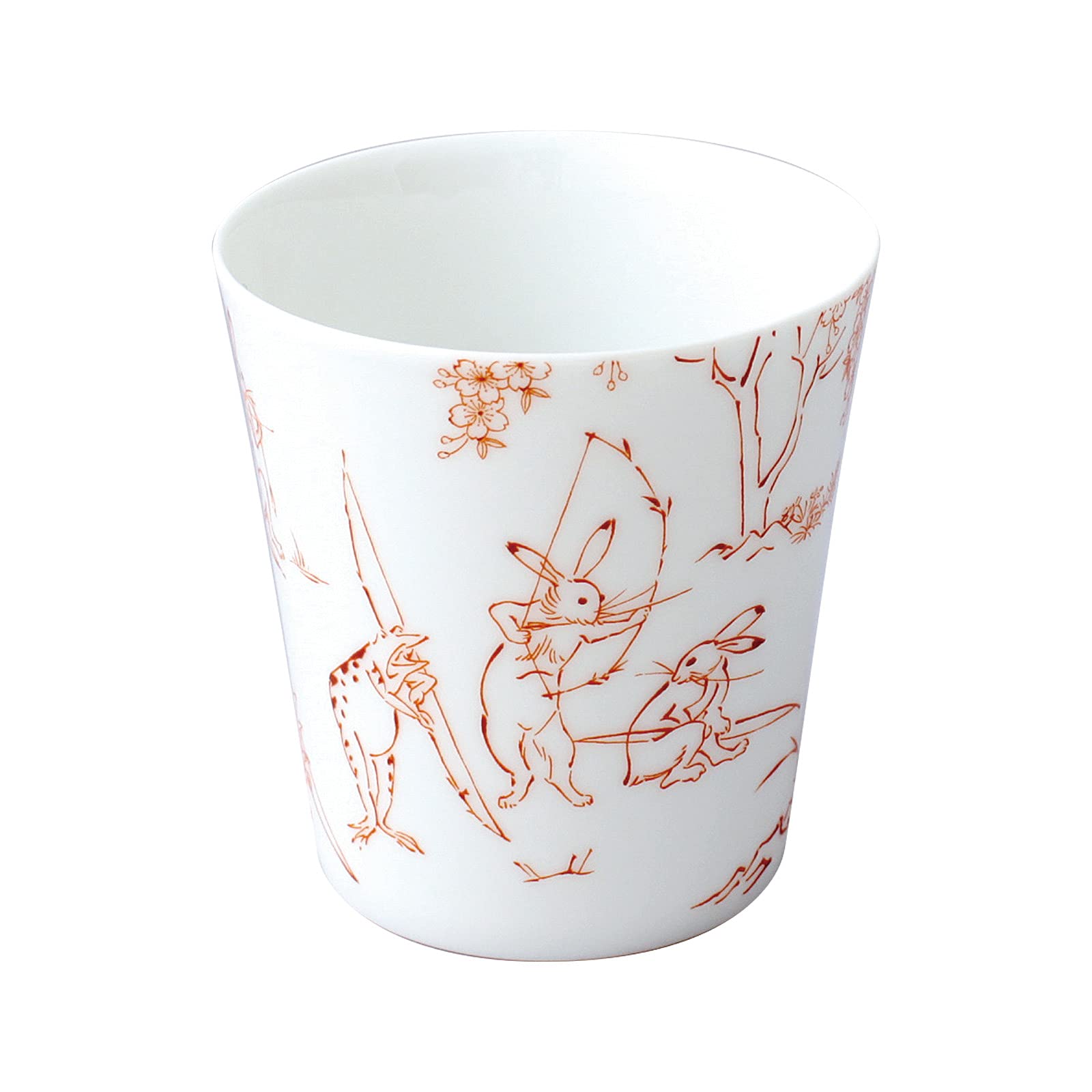 暖簾『鳥獣戯画 弓 腕比べ』水墨画家による肉筆 一点物