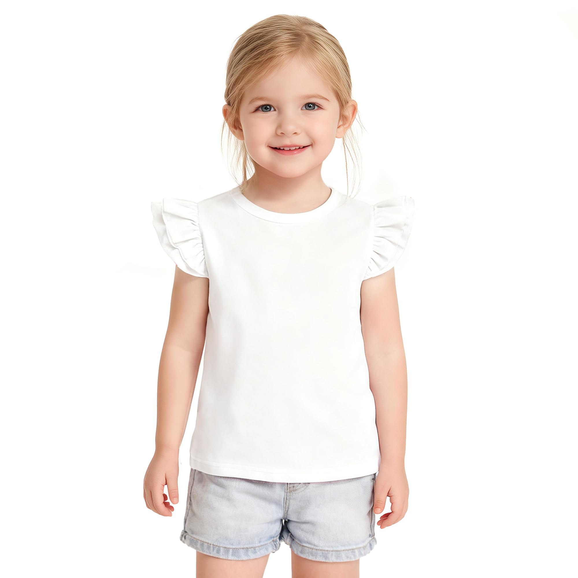 Toddler Baby Girls Solid Color Ruffle T Shirt