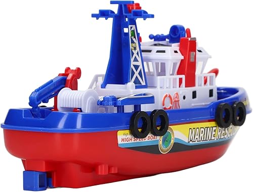 Miniatura 5 de LBEC Juguete de barco de bomberos, juguete de barco de baño para niños, sin rociadores de agua, detalles realistas para niños para niñas