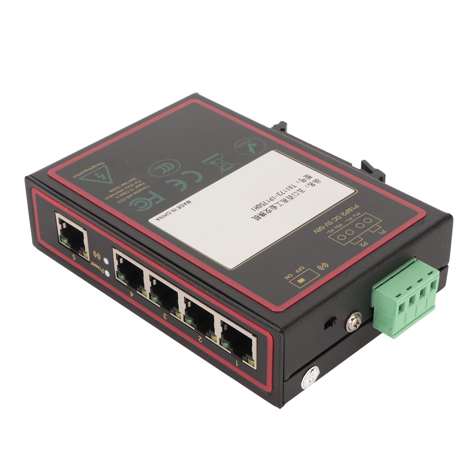 Cocoarm Przemysłowy Przełącznik Ethernet 5 Portów, Szyna DIN, Niezarządzany