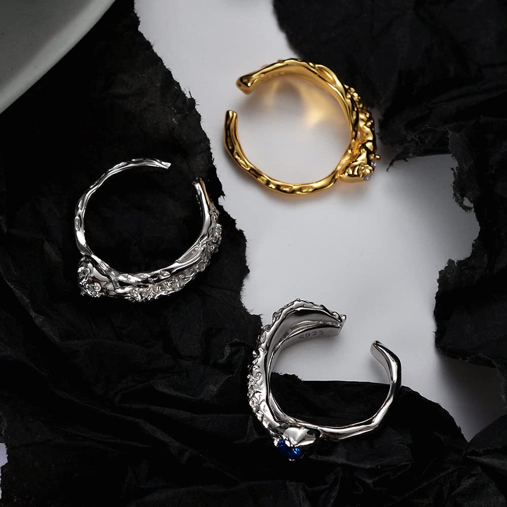 Anello In Argento 925 Da Donna,Anelli Regolabili Per Donna Zircone Micropavimentato In Argento Sterling 925 Con Motivo A Martello Anelli Eternity Fedi Nuziali Placcate Oro Anelli Promessa Per Ragazz