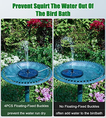 SZMP Solar Fountain 4W Bird Bath Fountains Upgraded 30LED Lights, Solar Powered Fountain Pump Built-in 4000 Battery with 7 Nozzle & 4 Fixer, Solar Water Fountain for Garden, Bird Bath, Pool, Pond - Image 6