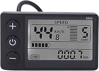 AYNEFY Velocímetro elétrico de ciclismo com plugue à prova d'água, medidor de visor LCD S866 24 V 36 V 48 V Painel de controle Modificação de bicicleta elétrica para scooter elétrica