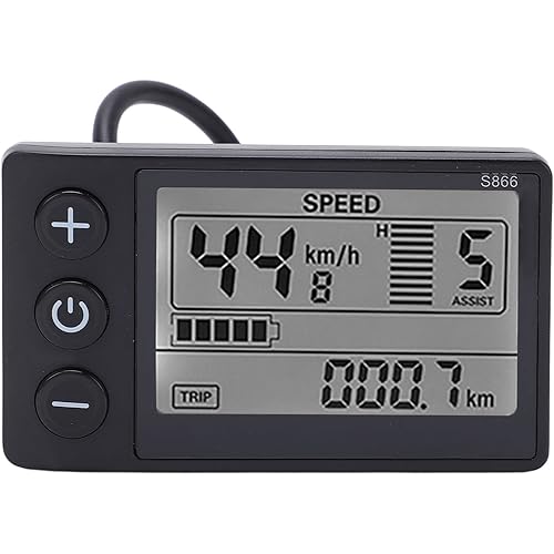 Electric Bike LCD Display, 24V 36V 48V Electric Bicycle S866 LCD Display Meter M5 LCD Panel Screen with Waterproof Connector, Display Meter Control Panel for Electric Bike Scooter Modification