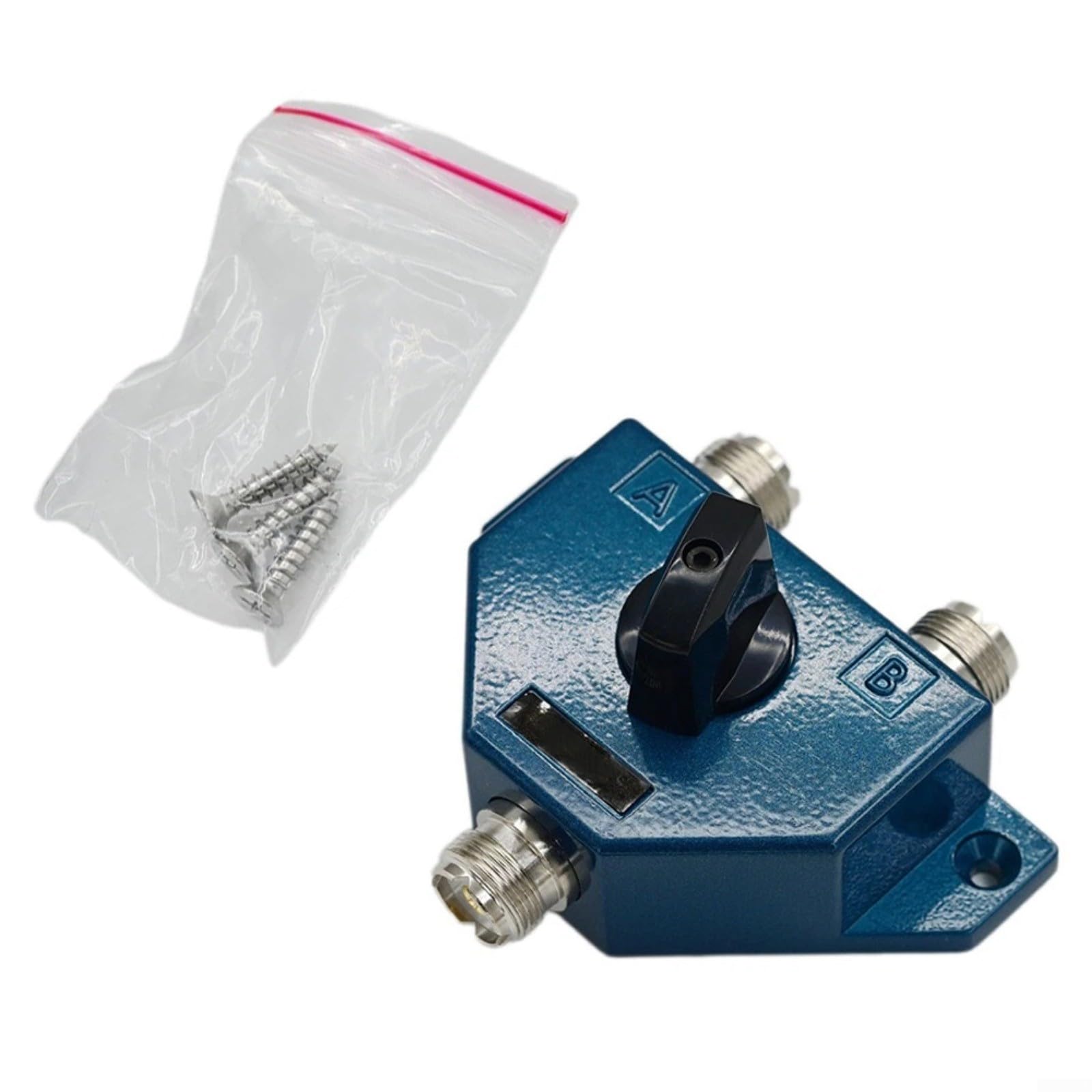 CA201 Interruttore Coassiale Manuale 2 Porte 1.8-600MHz UHF Femmina SO239 50 Ohm Bassa Perdita Stazione Radio Base di Monitoraggio Blu