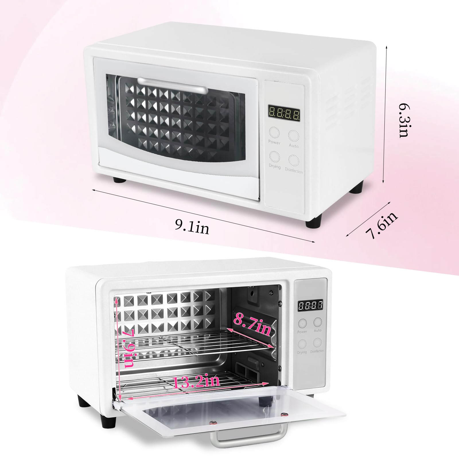 Esterilizador de herramientas de uñas, esterilizador grande de doble capa de 10 L para herramientas de uñas, gabinete limpiador de herramientas de manicura multifuncional con ajuste de