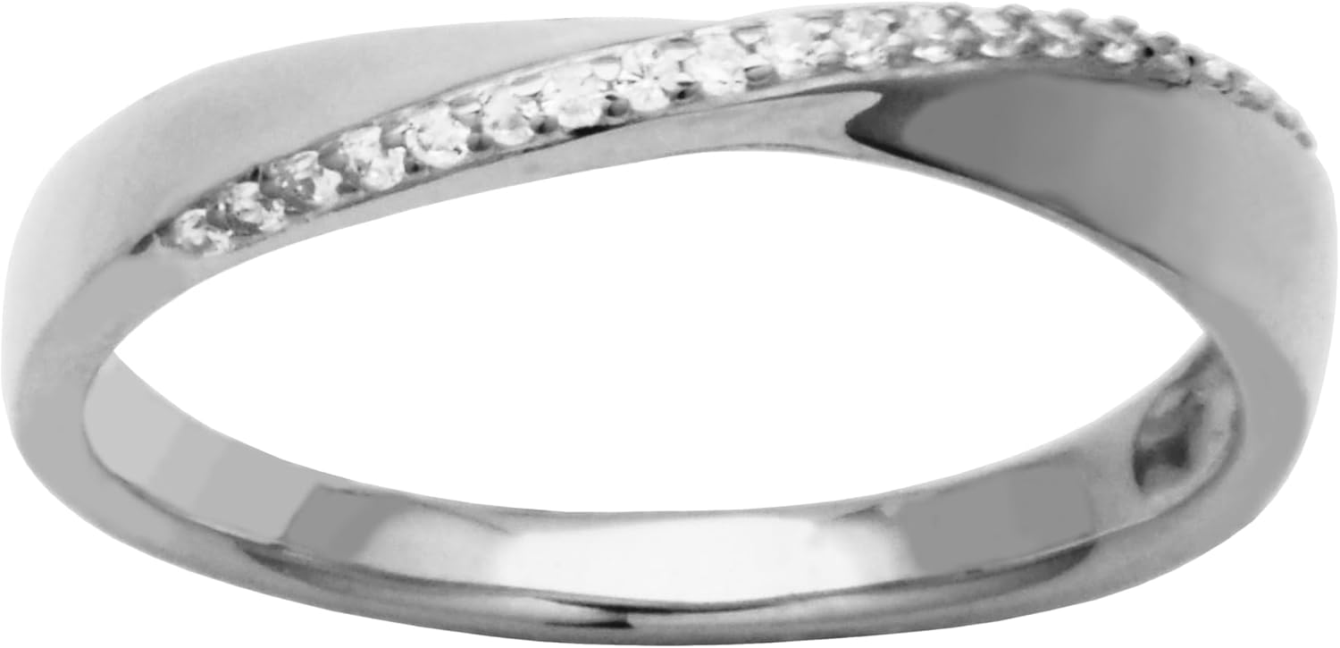 Amazon Essentials Cubic Zirconia Crossover Eternity Ring in Sterling Silver