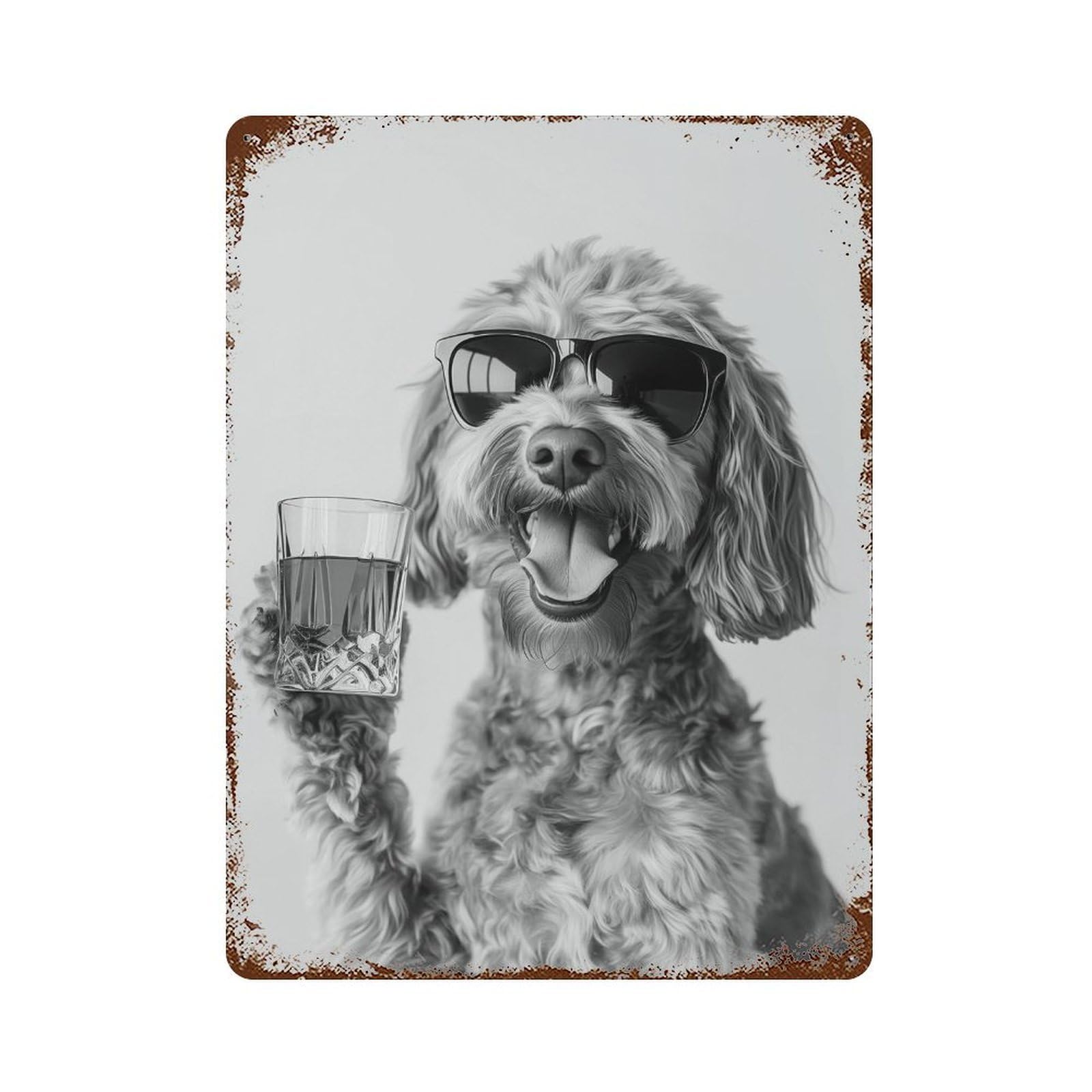 xiaoxiaoshen Goldendoodle Whiskey Art Print Wall Decor Art Metal Tin Poster Modern Home Decor Art Home Bar Shop Decorations Vintage Sign 40x30cm