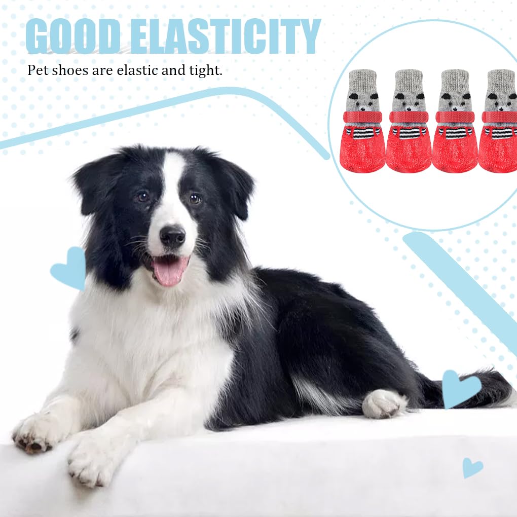 Lot de 10 chaussures de pluie et de neige chaudes pour animal de compagnie avec semelle en caoutchouc et couvre-pattes, chaussures épaisses pour petit chien, rouge, taille L