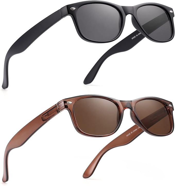2 Pack Reader Sunglasses for Men Women Classic Rectangle Reading Glasses Outdoor Full Lenses