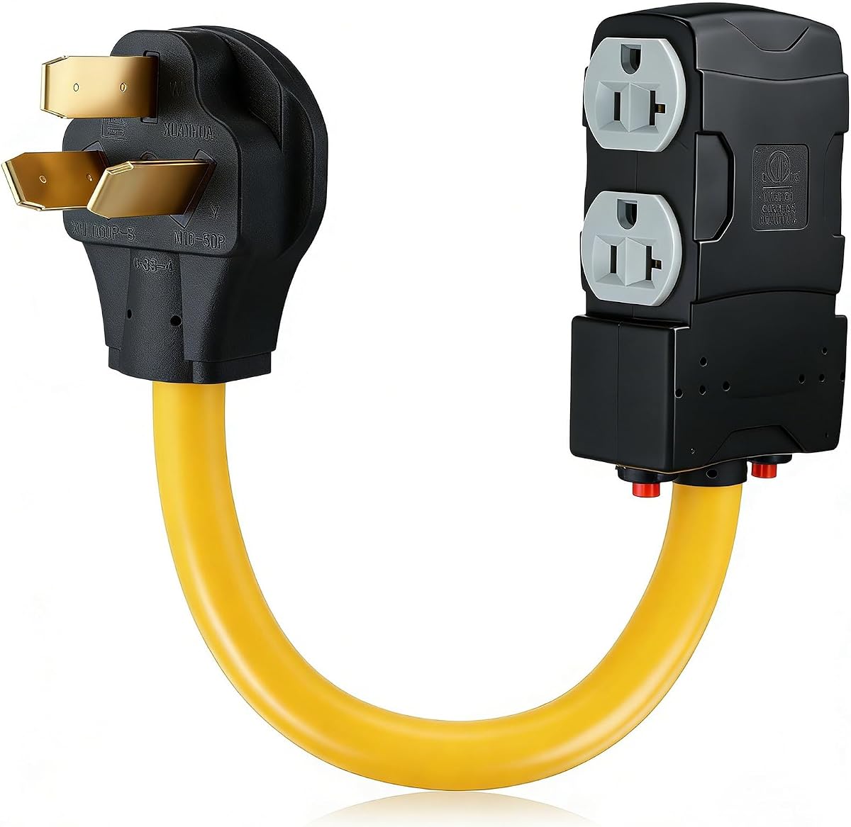 Tellegloww 1.8 FT 220 to 110 Adapter NEMA 10-50P to 4X 5-20R/15R with 20 Amp Circuit Breaker, 220/250V Electrical Stove/Range/Oven Male Plug Gas 110/125V Power Convert Adapter