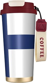 Finnish flag Print 18oz Vacuum Insulated Coffee Mug with Straw & Lid Travel Cup for Hot and Cold Drinks