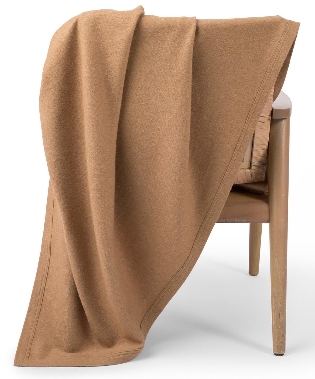 100% Camel Hair Throw Blanket for Sofa & Bed, Undyed Natural Color, Soft & Durable, Woven Design, 73" x 53”