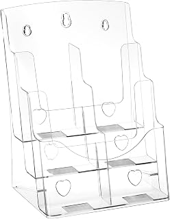 EOOUT Acrylic Brochure Holder, 8.5x11 Inches, 3 Tier A4/letter Size Pamphlet Holder, Removable Clear Literature Holder, Brochure Display Stand Flyer Holder, Wall Mount or Counter Top Use