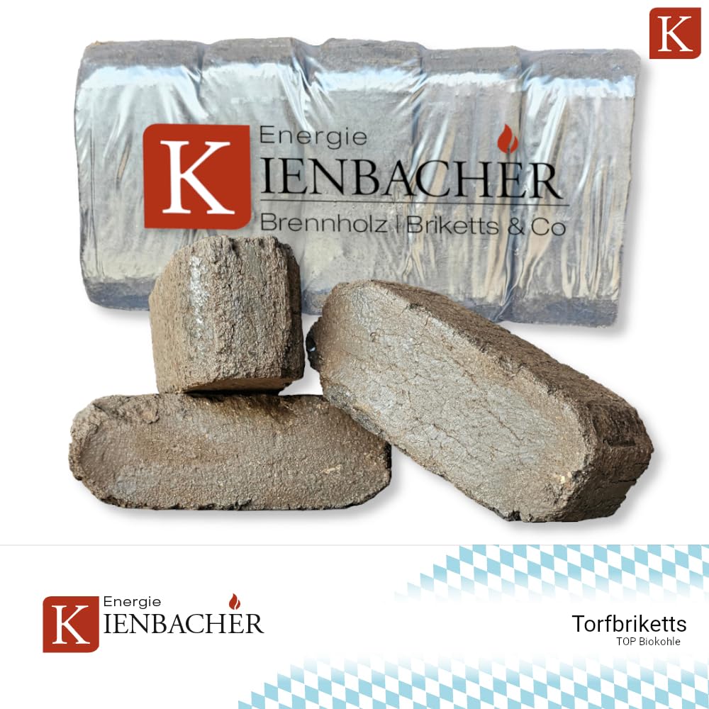 Kienbacher Energia Kienbacher (1000 kg) pallet bricchette di torba, carbone naturale, lignite, bruciatore continuo, camino, stufa, legno, riscaldamento, carbone, bricchetta, 1000)