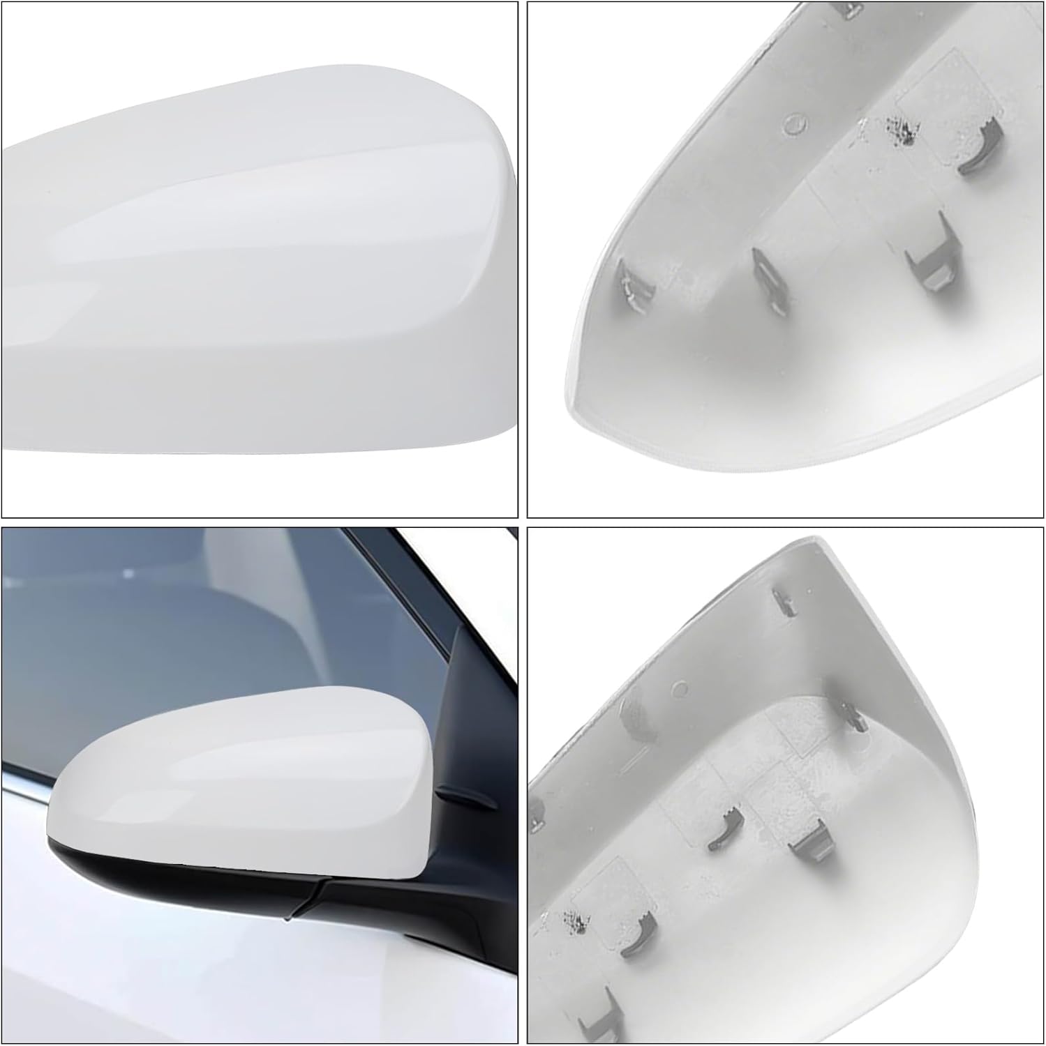 Whtie Left Driver Side Replacement Mirror Cover Cap Housing for 2014 2015 2016 2017 2018 2019 Toyota Corolla Sedan without Turn Signal Model, Directly Replace Style, Not Sticker