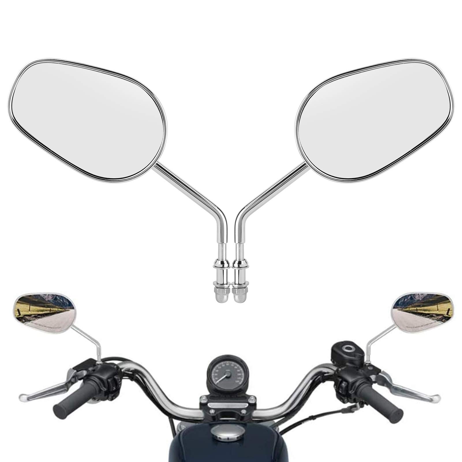 Lusterka wsteczne motocykla Trwałe, szerokokątne, regulowane lusterka na końcu kierownicy dla Touring Glide Fatboy 883 1200 Srebrne aluminium Szkło Para obrotu o 360 stopni