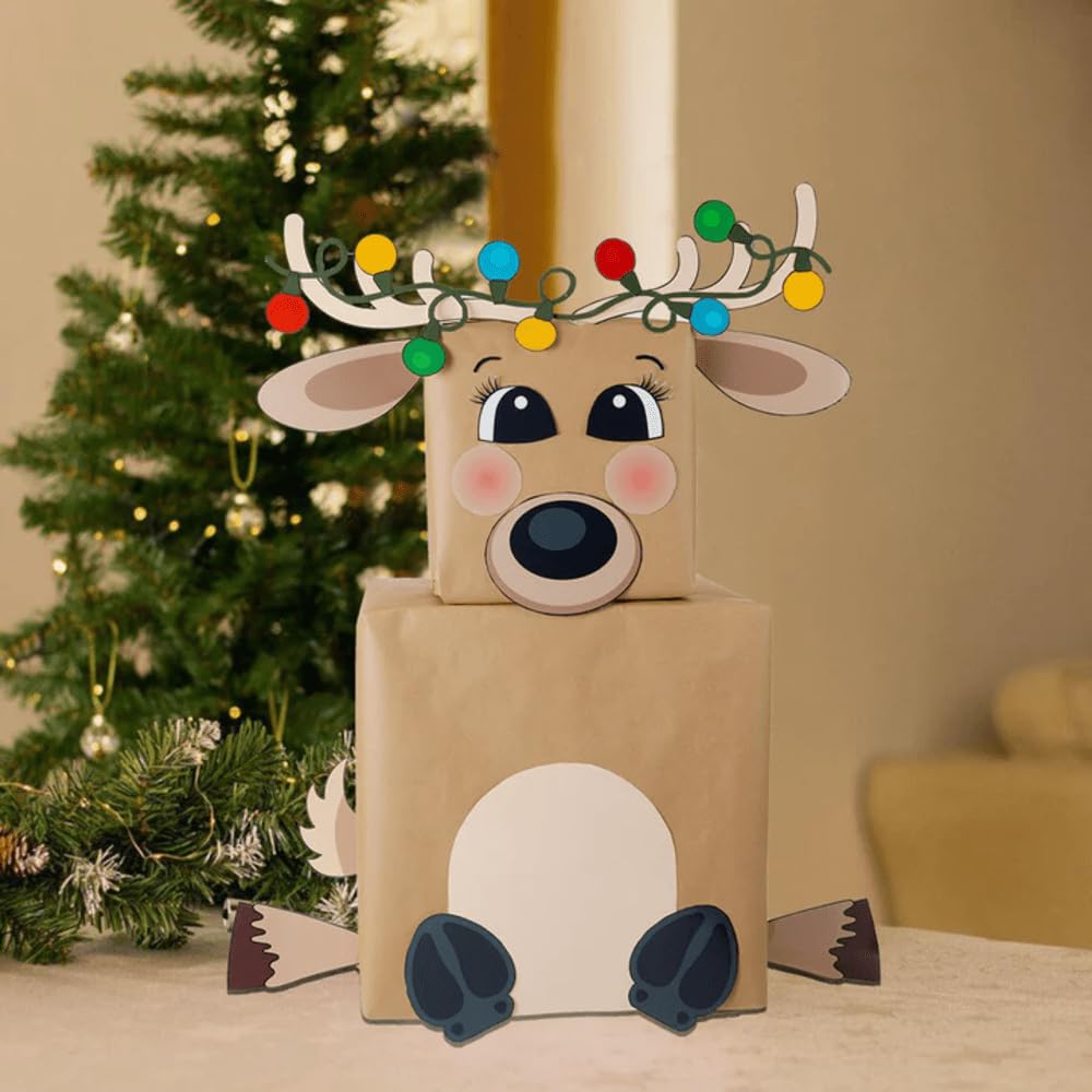 Bundlz of Joy Reindeer Gift Box Decoration Kit | Transform Ordinary Gift Boxes into Festive Reindeer Boxes | Perfect for Christmas Decorating Ideas and Decorative Christmas Gift Boxes