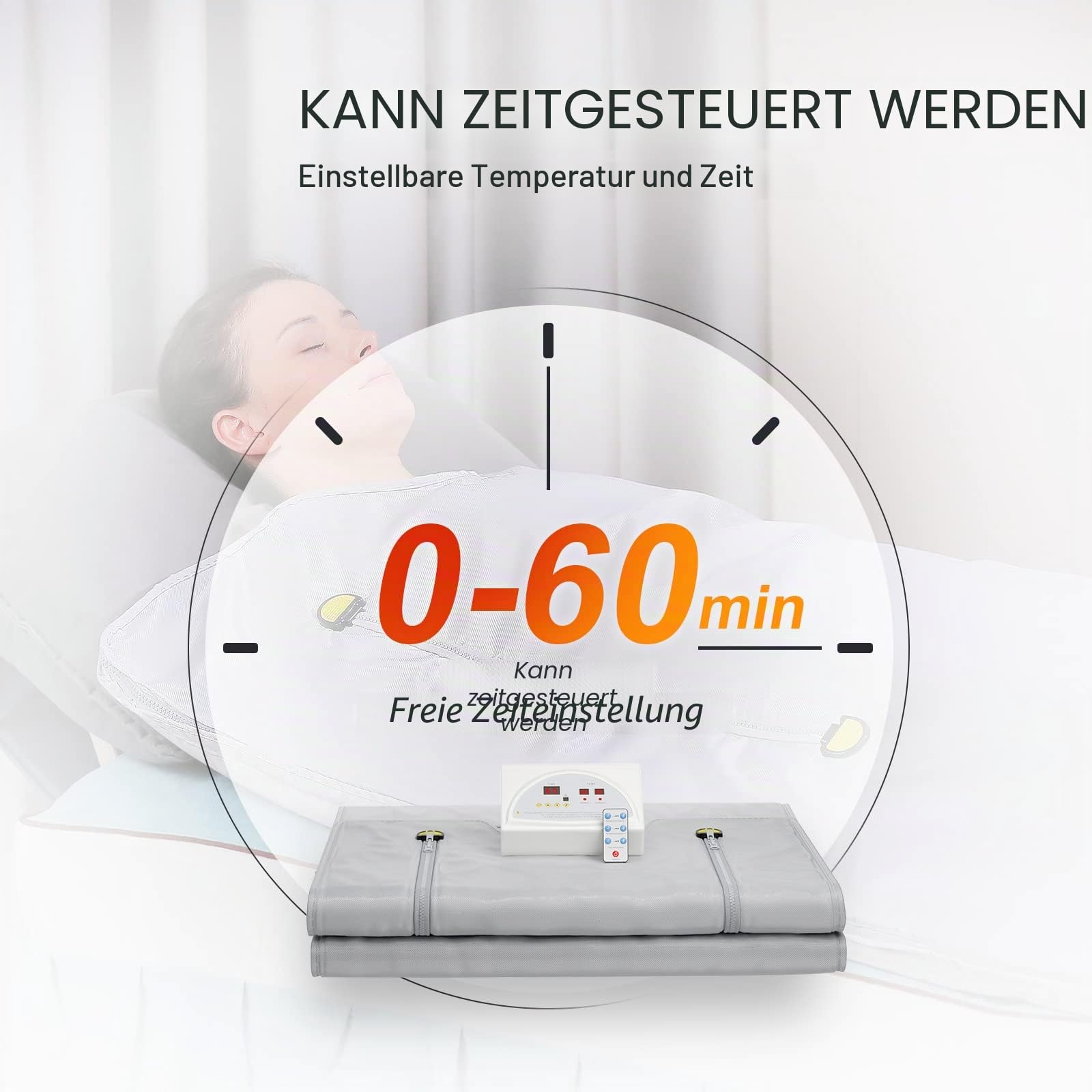 Infrarot-Saunadecke 2 Zone Digital Heim Saunadecke Professionel Detox Therapie Sauna Tragbare Oxford-Saunadecke mit 4 Sicherheitsschutz für heißes Schwitzen, Entspannung, Detox (Silber)