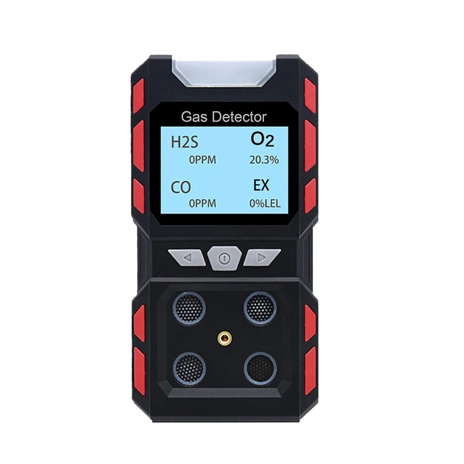 Tragbarer Gasdetektor for brennbare Gase CO, H2S, O2, CH4, EX, 4, Gasmonitor, Messgerät, Tester, Analysator, wiederaufladbarer LCD-Bildschirm, Ton, Licht, Schock