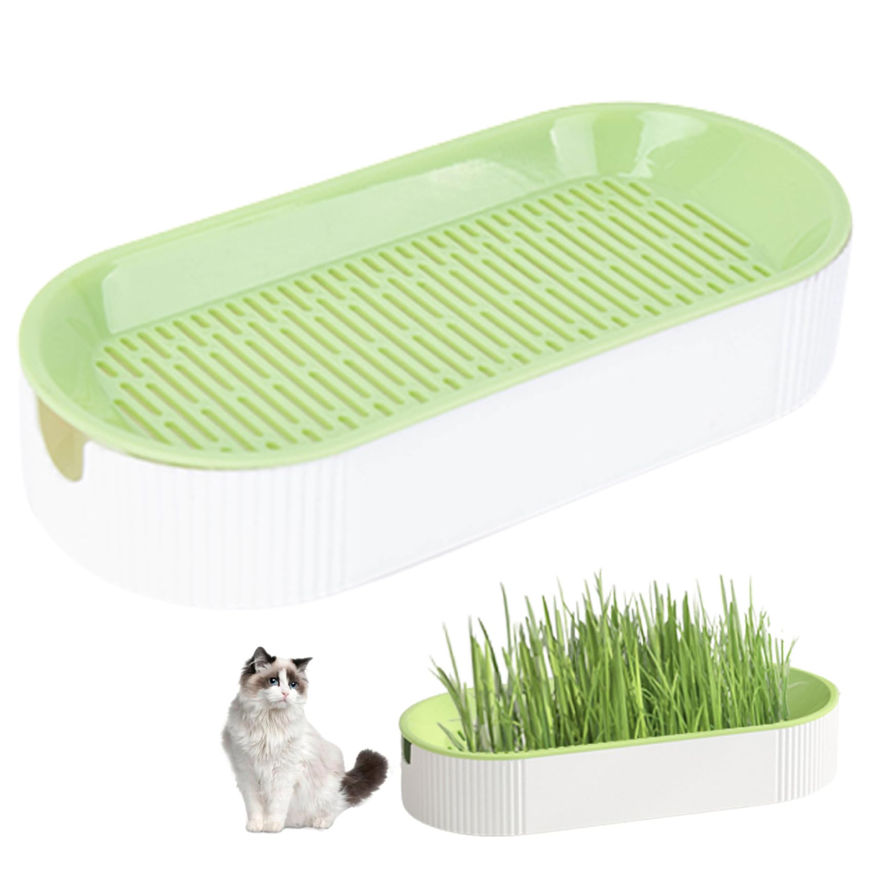 Yeaxxsqy Self-Watering Nursery Pot – Soilless Cat Grass Planting Container, Hydroponic Planter Box for Kitten Window Planting (No Grass), Self-Watering Nursery Pots