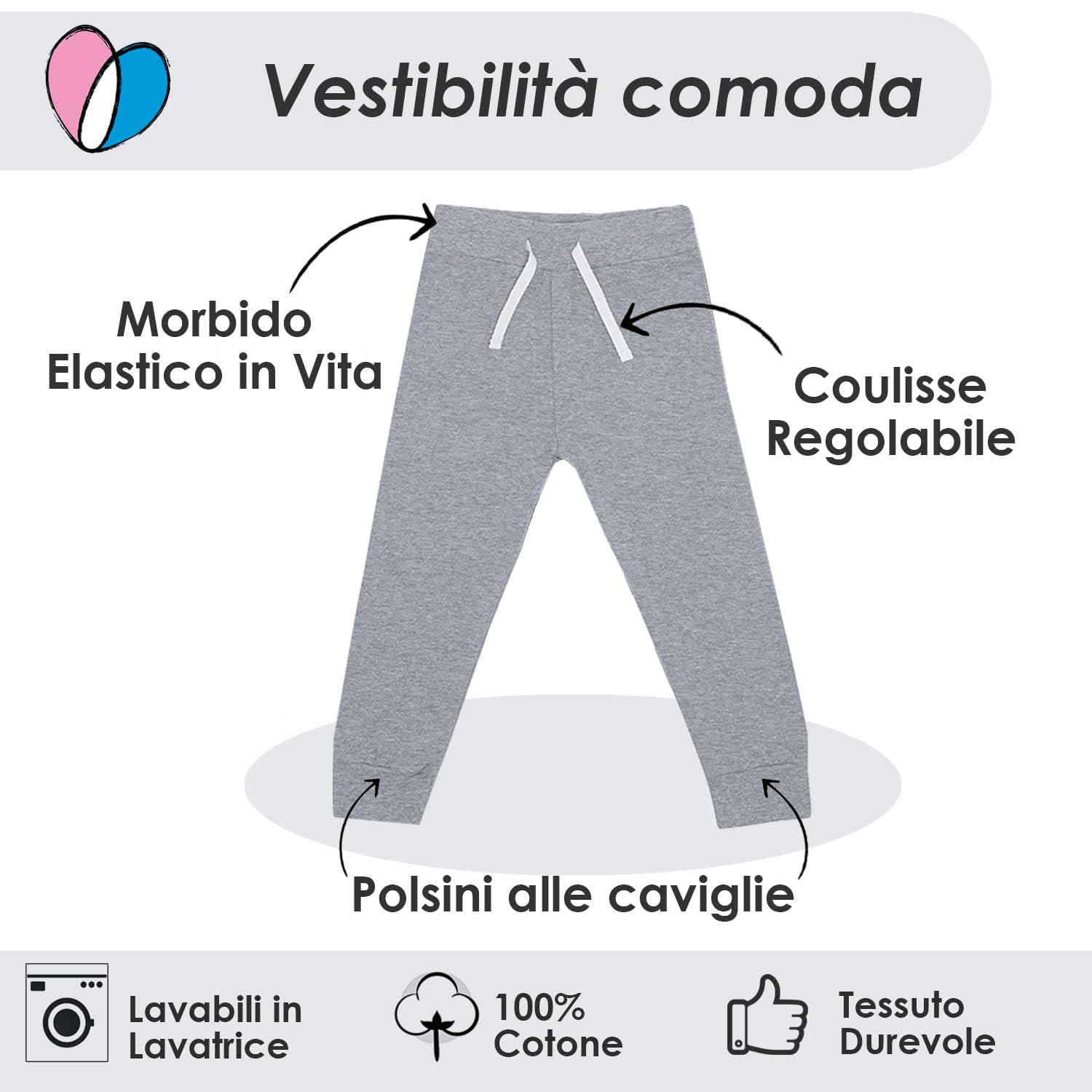 Lovjoy Pantaloni Bambino/Pantaloni Casual / 100% Cotone, Morbidi e Confortevoli