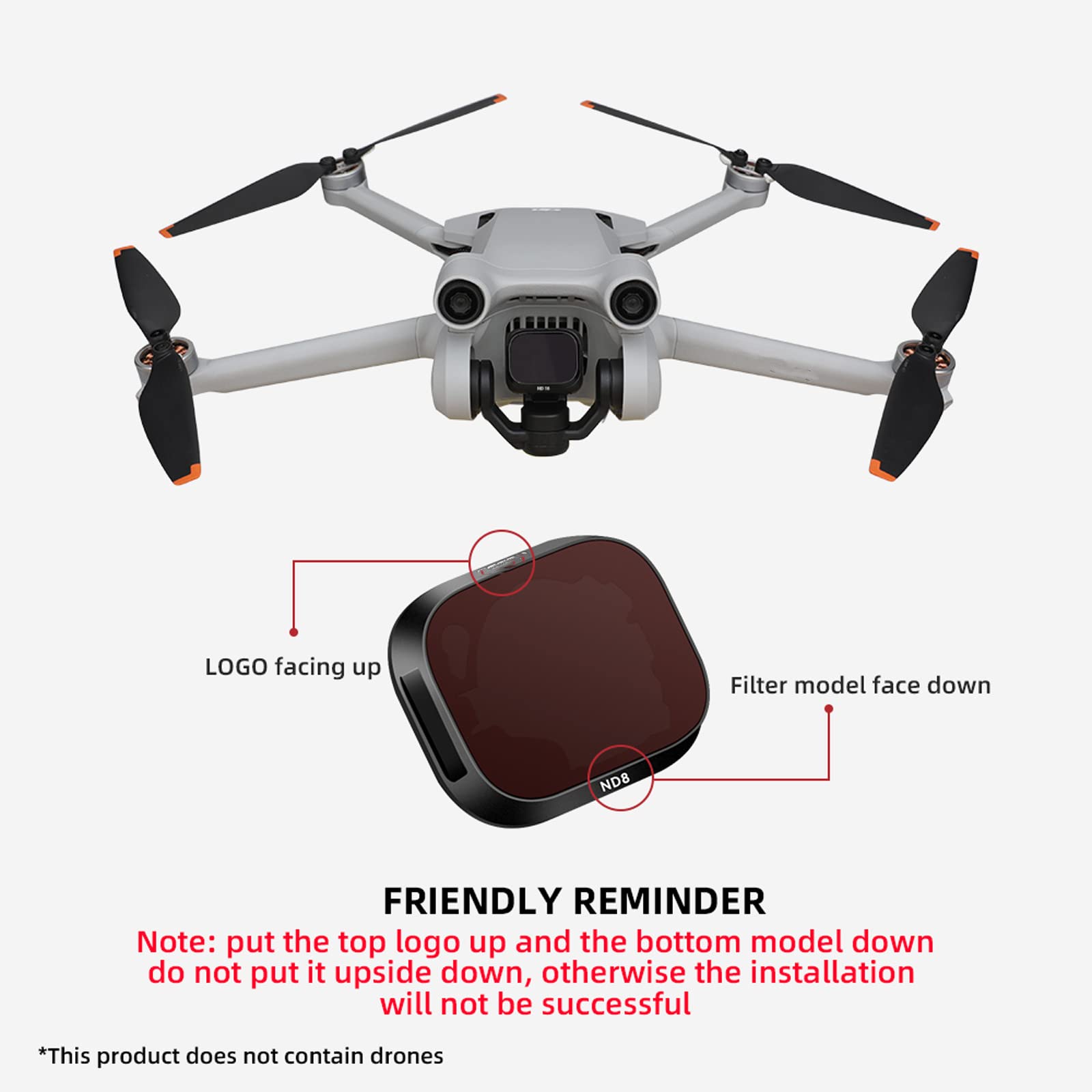 Filtres d'objectif compatibles pour DJI Mini 3 Pro, Drone ND8/16/32/CPL caméra polariseur Drones polarisant caméra Objectif Filtre Cadre Accessoires (ND32)