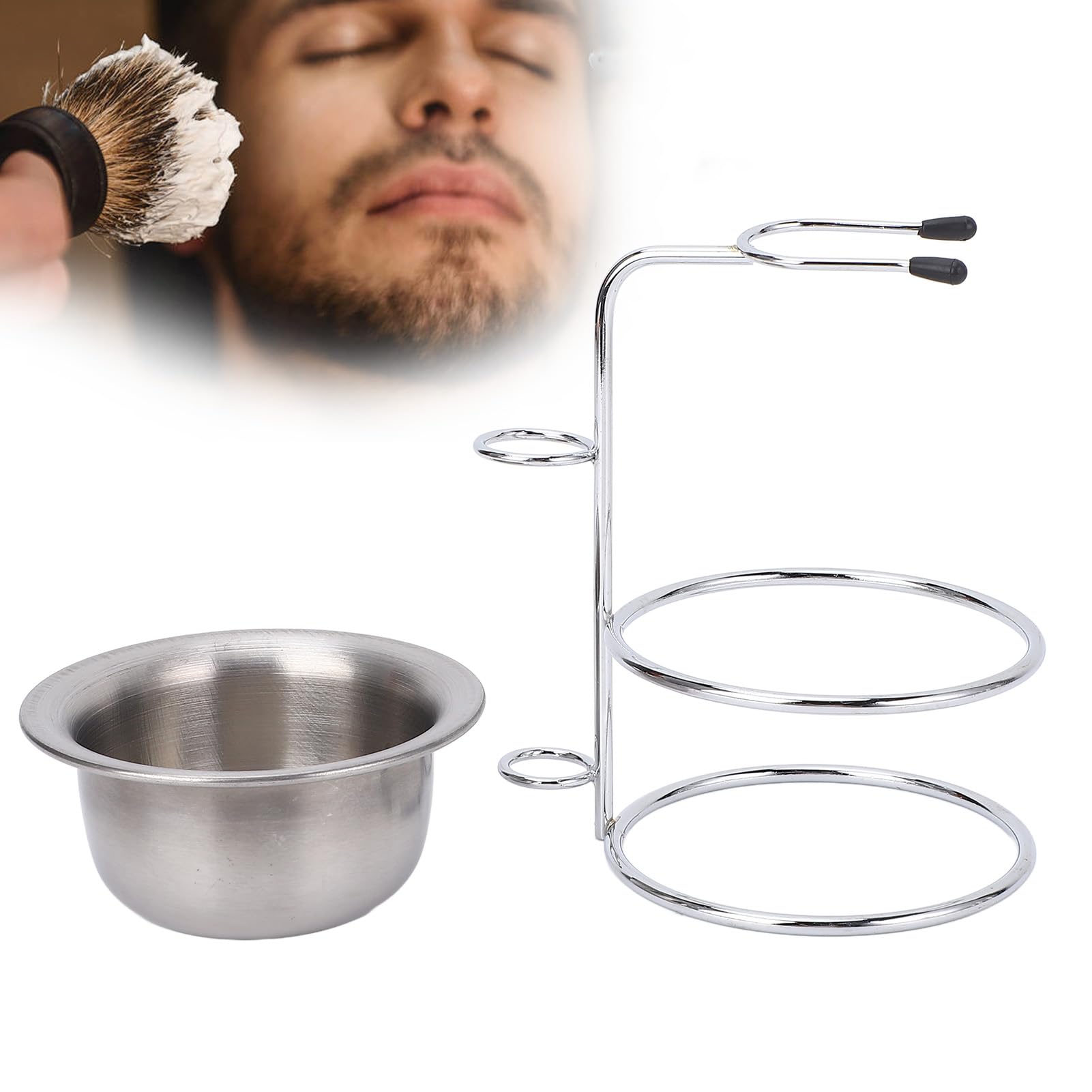 Supporto per Pennello da Barba con Ciotola per Sapone, Rasoi di Sicurezza in Acciaio inossidabile Set Porta Pennello da Barba Kit da Barba per Toelettatura per Uomo