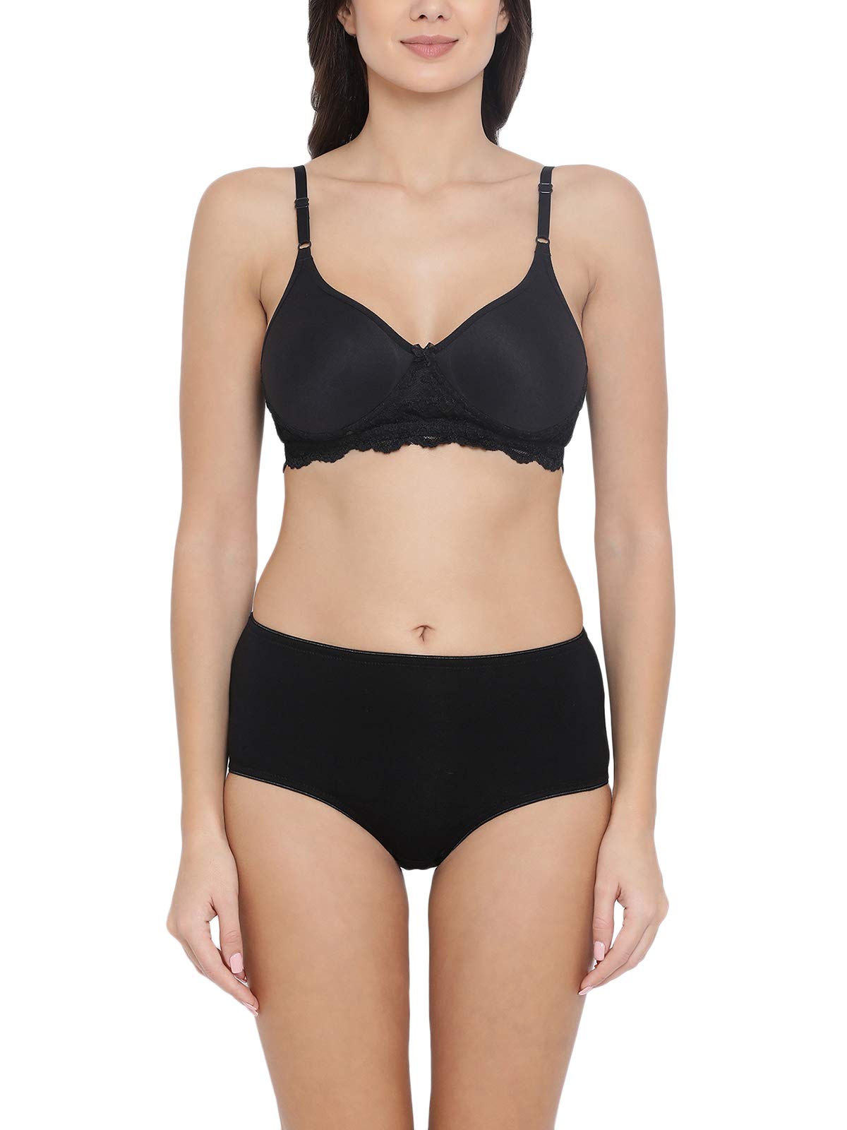 clovia Women's Cotton Rich Non-Wired Spacer Cup T-Shirt Full-Coverage Bra And Hipster Set-picture-40