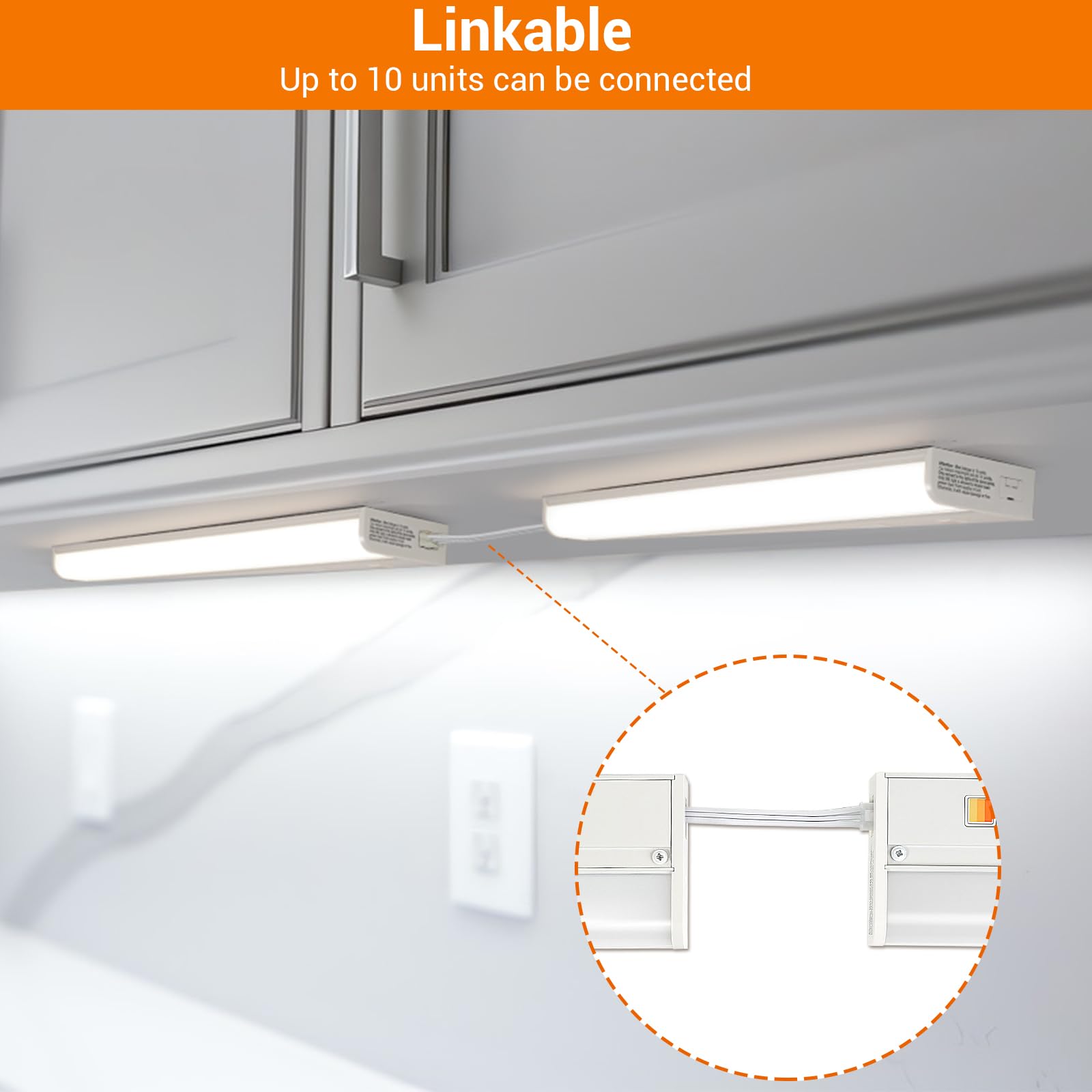 Dawnrise - Luce sotto armadio da 45,7 cm, collegabile, 970 lumen, 3 colori selezionabili, luminosità regolabile, sotto le luci da banco per cucina, superficie ampia e luminosa,