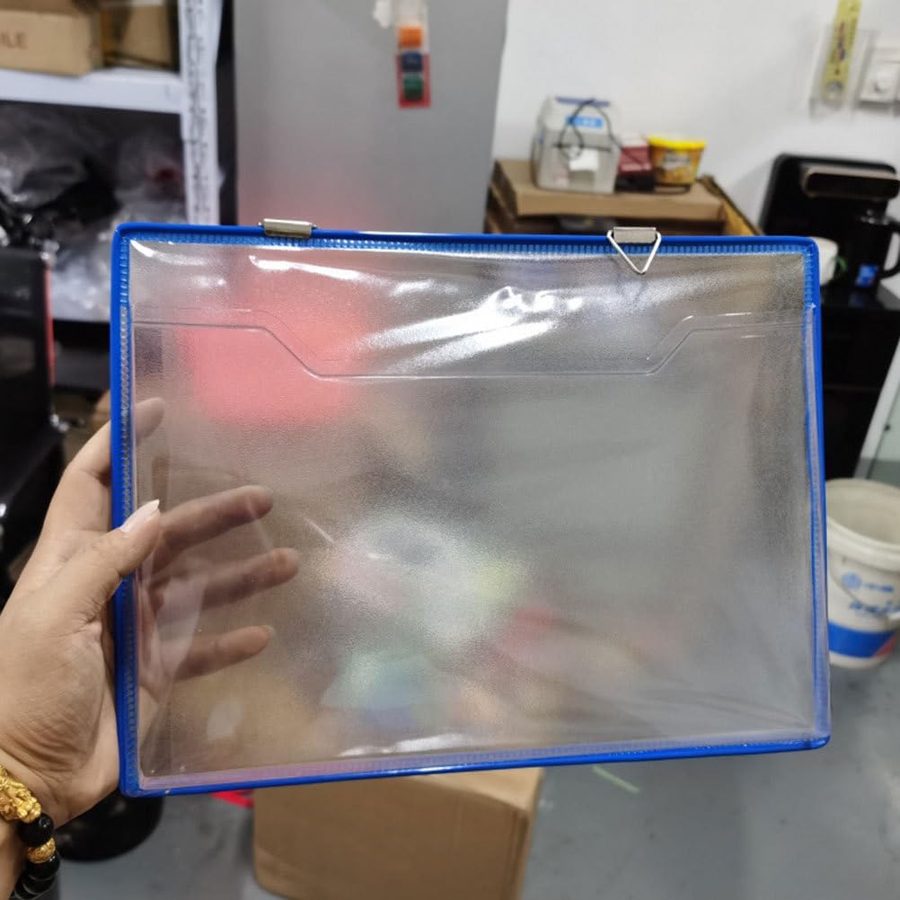 Hanging File Organizer Transparent Plastic File Storage Bag for Home Office, 12.59 X 9.44 X 0.78 Inch, Blue