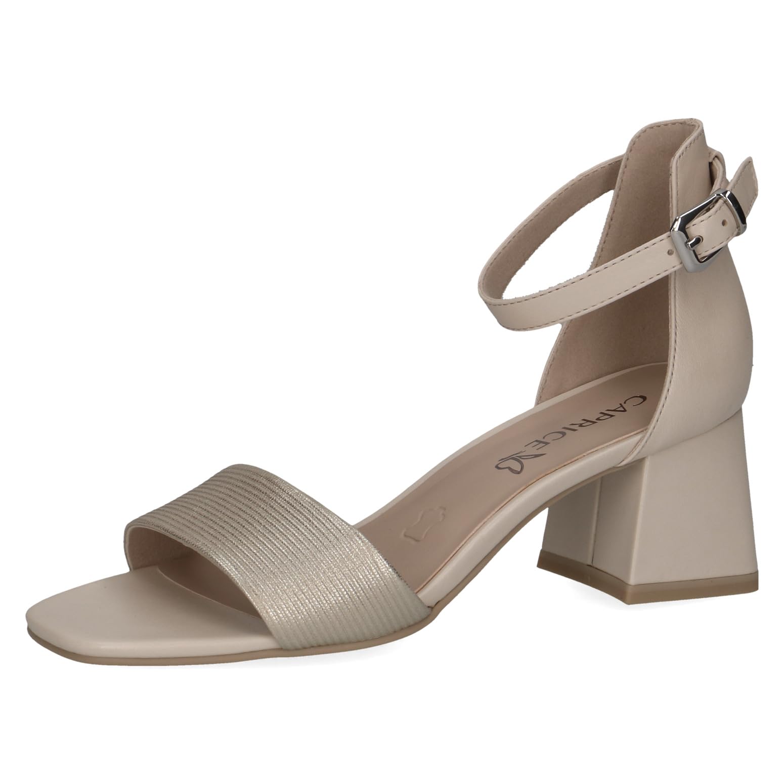 CAPRICE Women Sandals with Heel Leather Straps, Beige (Cream Comb), 7.5 UK