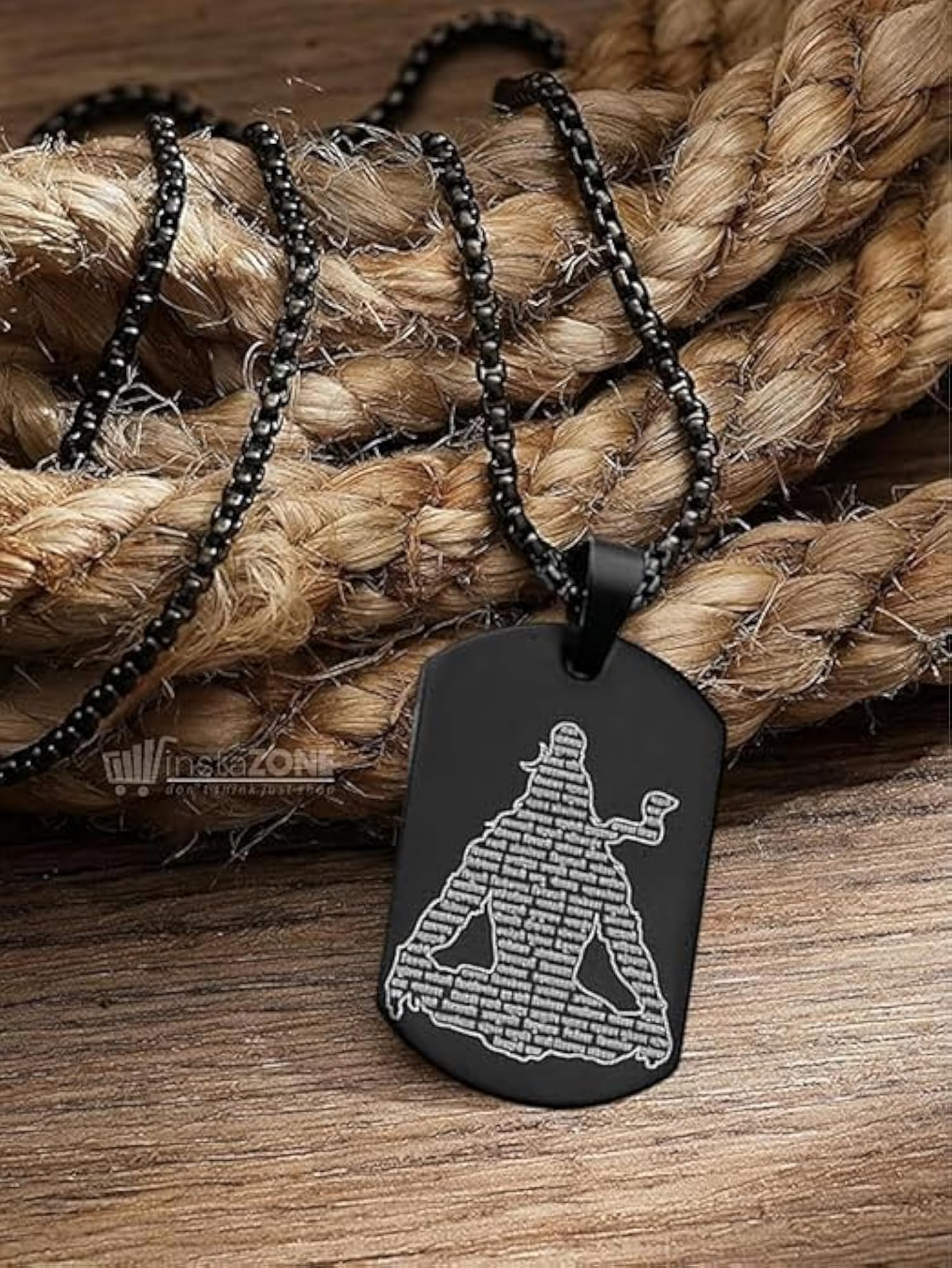 Men's Mahadev Locket Dog Tag Pendant Necklace Set