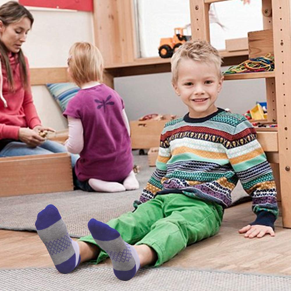 Comfoex Calcetines deportivos para niños, 6 pares de calcetines atléticos medio acolchados de corte bajo para niños pequeños y grandes