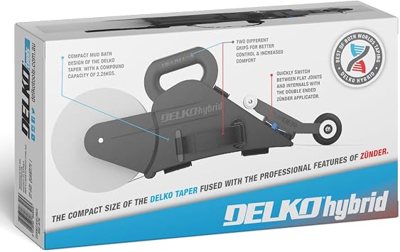 DELKOhybrid drywall taping tool. The perfect blend of the ZUNDER and DELKOtaper, combining their best features to create the ultimate taping experience.