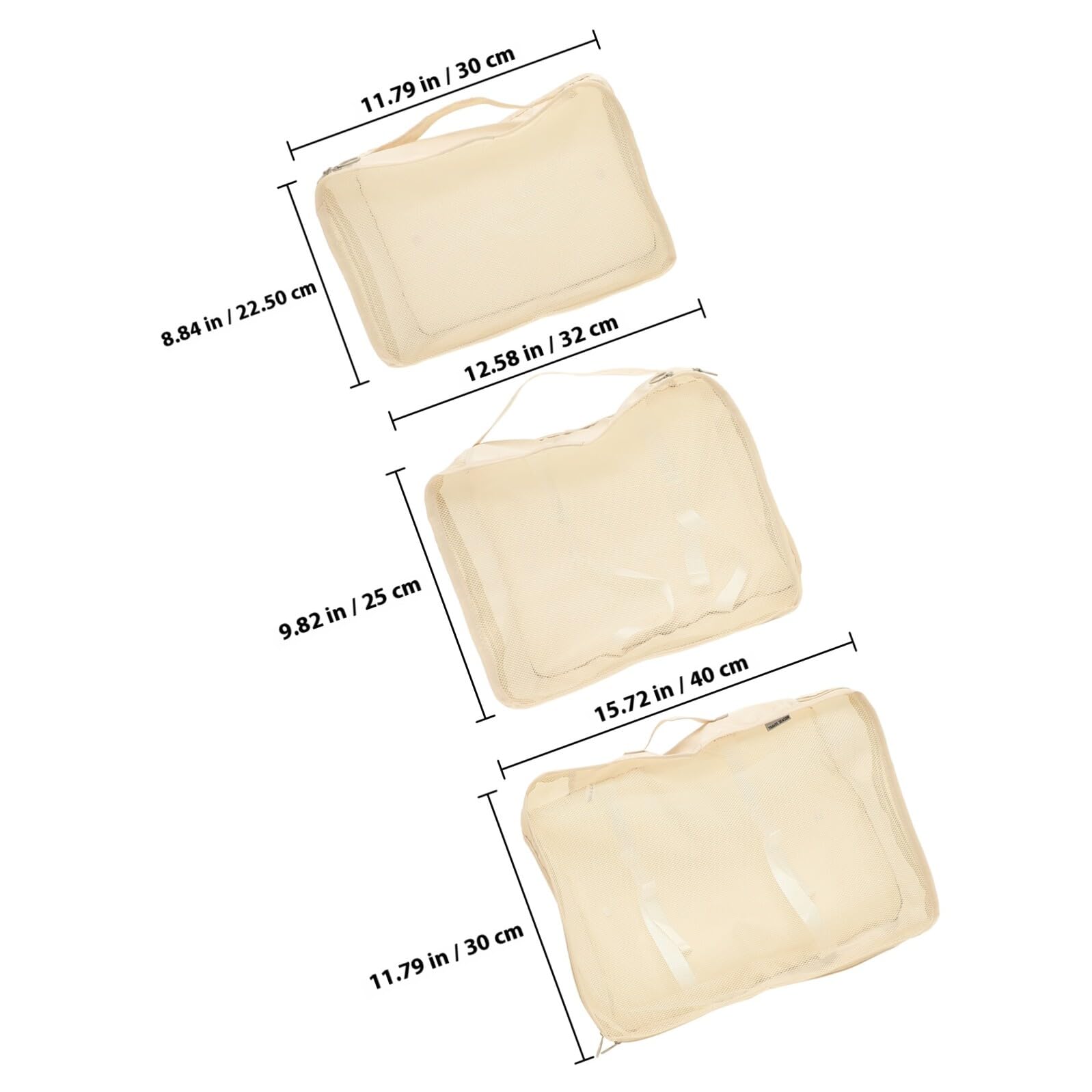 Cubes D'emballage Pliables 1 Set en Polyester Beige, Organisateur de Voyage