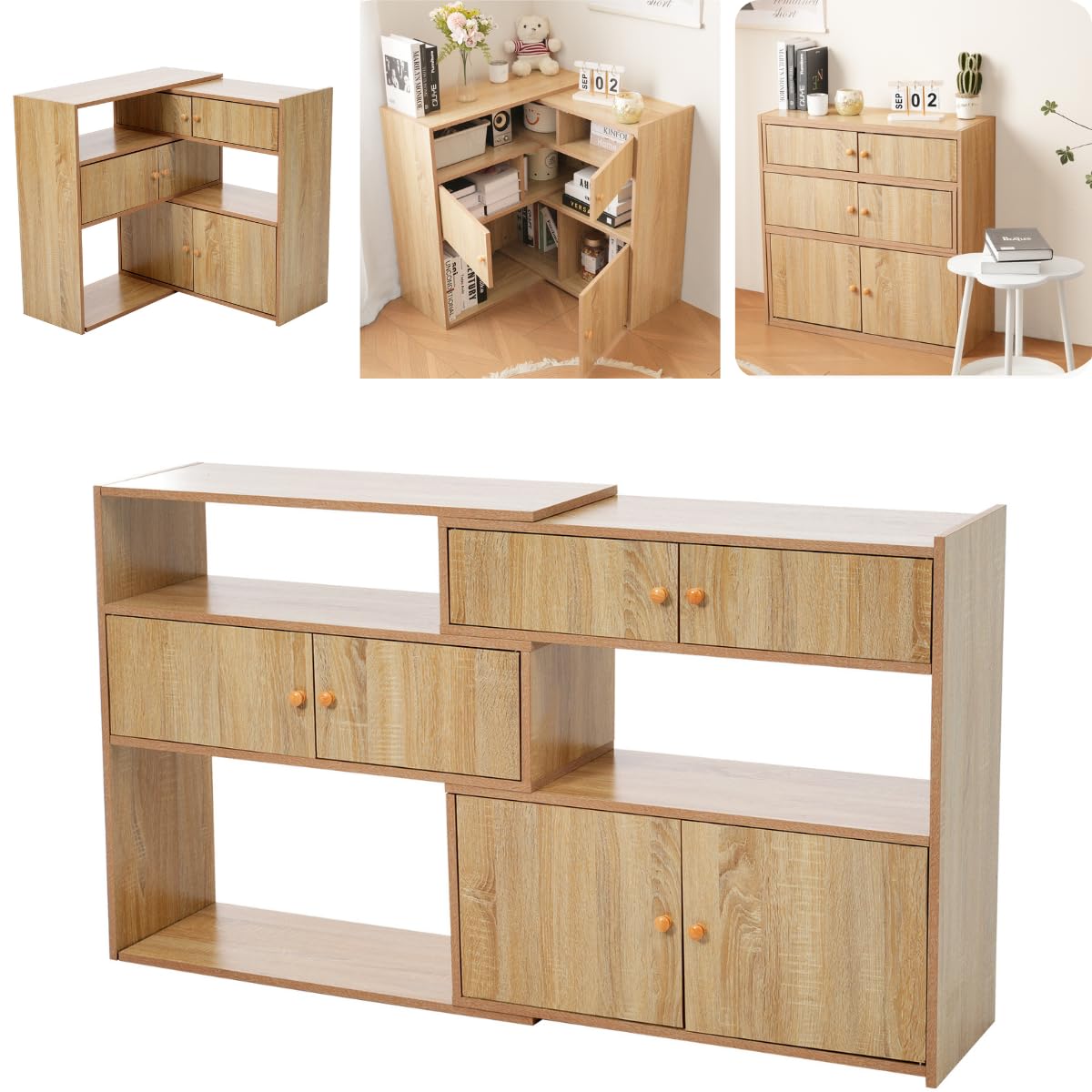 Amazon.co.jp: キャビネット サイドボード 拡張可能 伸縮 大容量 幅